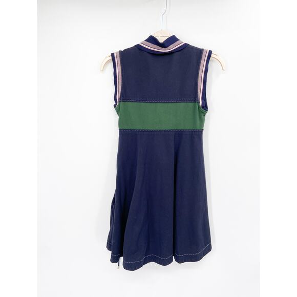 Carven Lace Up Navy Blue Green Mini Collared Polo Shirt Dress Size 38 - Picture 5 of 7